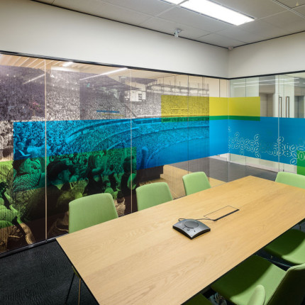 Wall graphic vinyl and Optically clear glazing film treatments